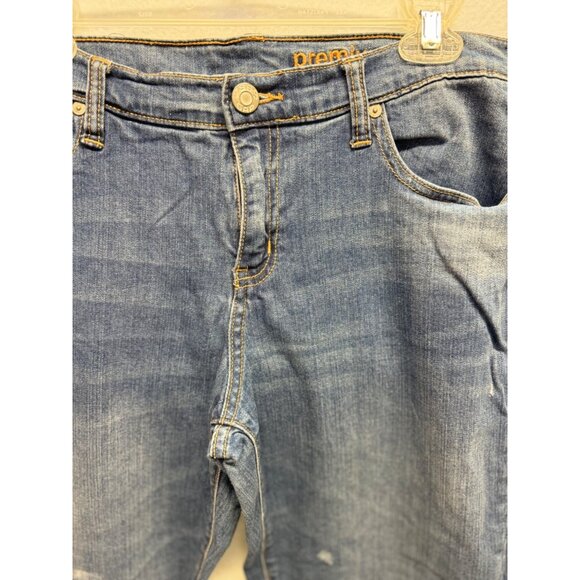 Gap Premium Straight Crop Jeans Capri Cuffed Distressed Size 14/32 Med Wash Crop - Picture 2 of 10